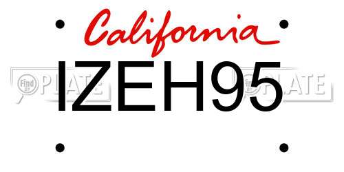 IZEH95 California License Plate