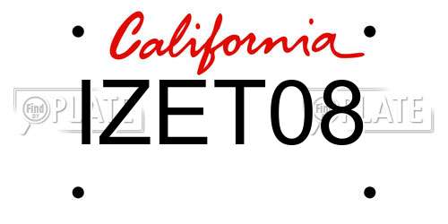IZET08 California License Plate