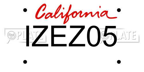 IZEZ05 California License Plate