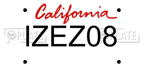 IZEZ08 California License Plate