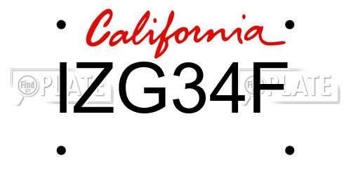 IZG34F California License Plate