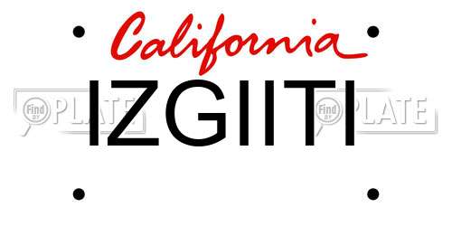 IZGIITI California License Plate