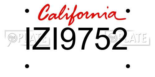IZI9752 California License Plate