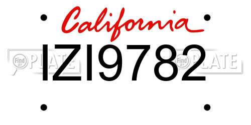 IZI9782 California License Plate