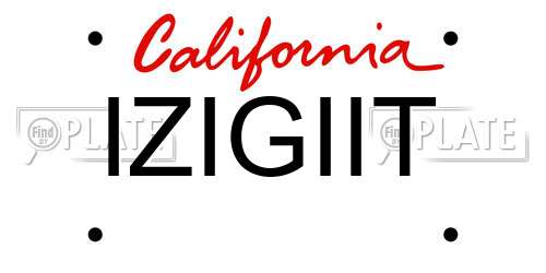 IZIGIIT California License Plate