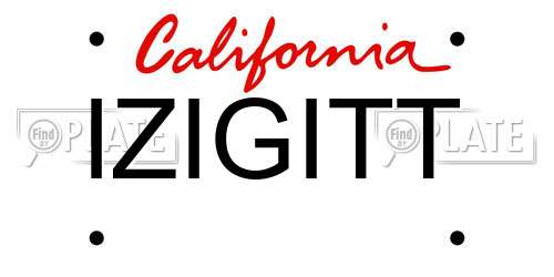 IZIGITT California License Plate