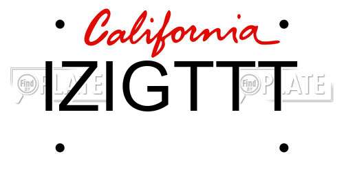 IZIGTTT California License Plate