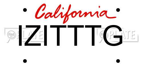 IZITTTG California License Plate