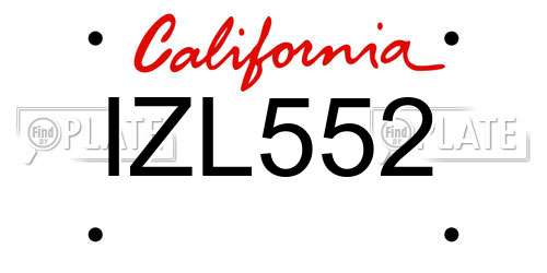IZL552 California License Plate