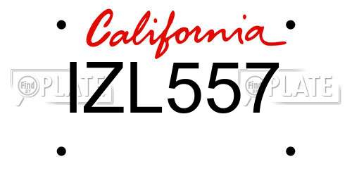 IZL557 California License Plate