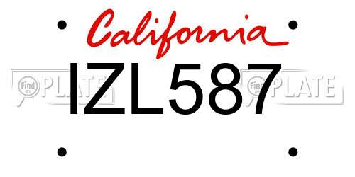 IZL587 California License Plate