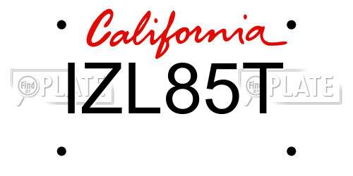 IZL85T California License Plate