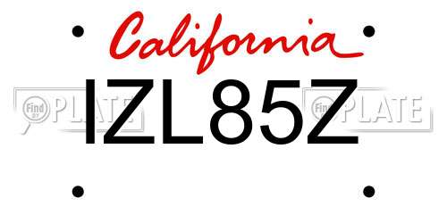 IZL85Z California License Plate