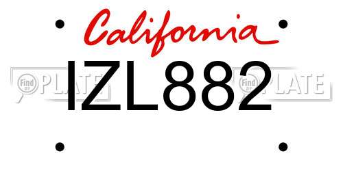 IZL882 California License Plate