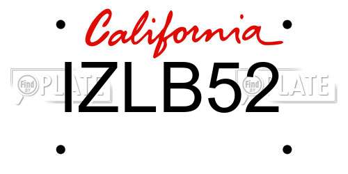 IZLB52 California License Plate
