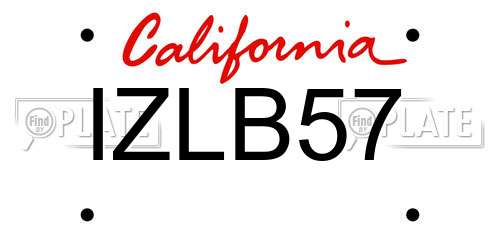 IZLB57 California License Plate