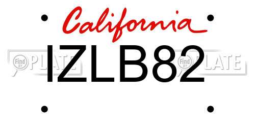 IZLB82 California License Plate