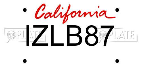 IZLB87 California License Plate