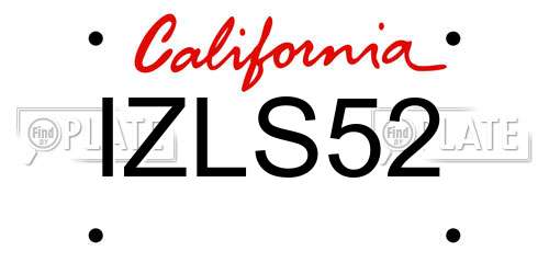 IZLS52 California License Plate