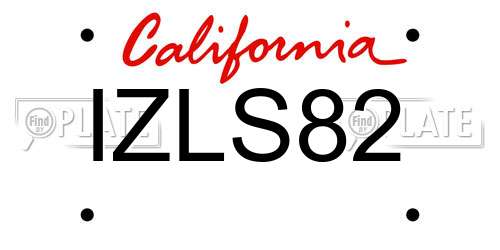 IZLS82 California License Plate
