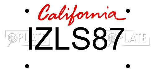IZLS87 California License Plate