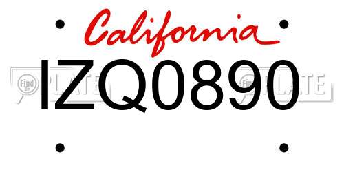 IZQ0890 California License Plate