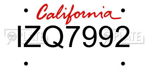 IZQ7992 California License Plate