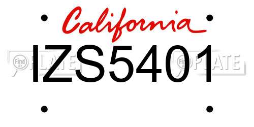 IZS5401 California License Plate