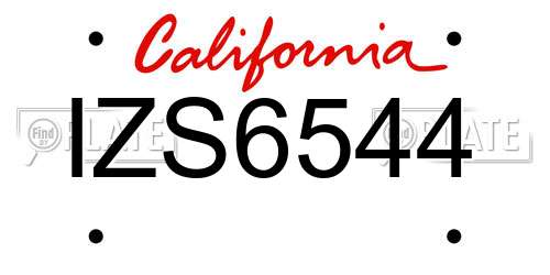 IZS6544 California License Plate