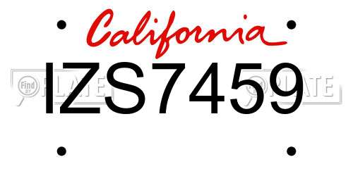 IZS7459 California License Plate