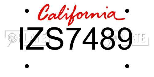 IZS7489 California License Plate