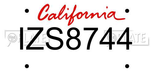 IZS8744 California License Plate