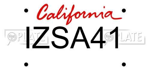 IZSA41 California License Plate