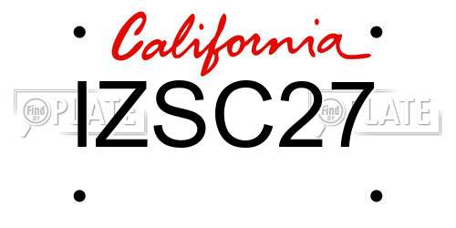 IZSC27 California License Plate