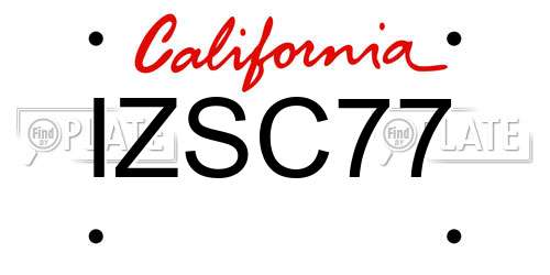 IZSC77 California License Plate