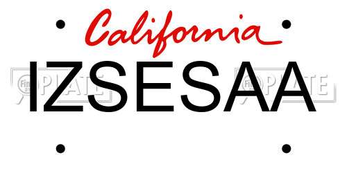 IZSESAA California License Plate