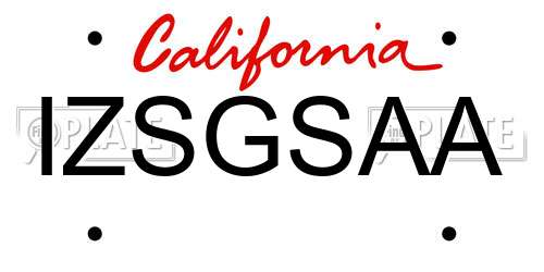IZSGSAA California License Plate