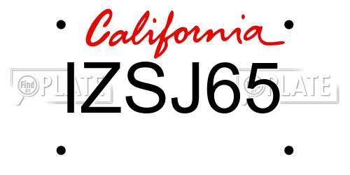 IZSJ65 California License Plate