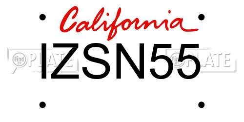 IZSN55 California License Plate
