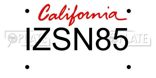 IZSN85 California License Plate