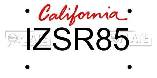 IZSR85 California License Plate