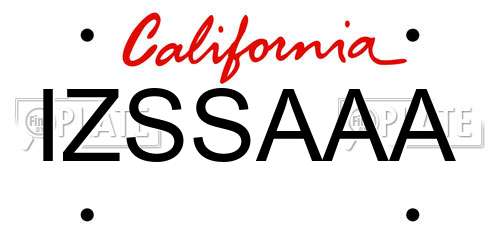 IZSSAAA California License Plate
