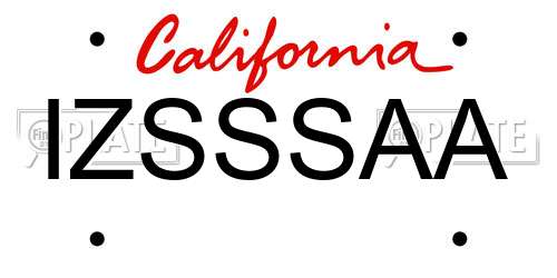 IZSSSAA California License Plate