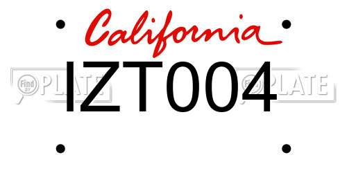 IZT004 California License Plate