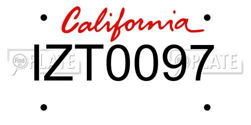 IZT0097 California License Plate