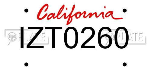 IZT0260 California License Plate