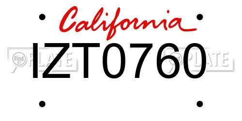 IZT0760 California License Plate