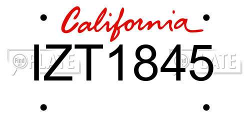 IZT1845 California License Plate