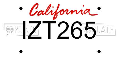 IZT265 California License Plate