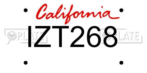 IZT268 California License Plate